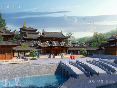 汕头寺院重建规划设计方案鸟瞰图—积福禅寺